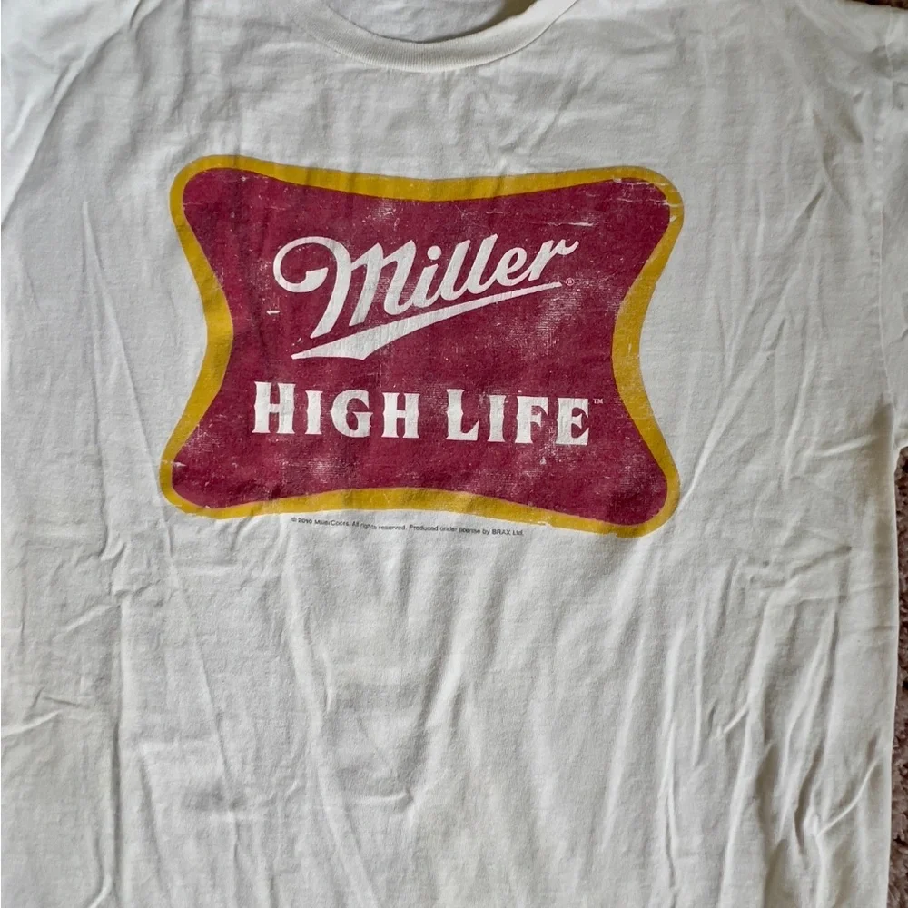 Miller High Life White Shirt Sleeve Classic T-Shirt Size Large - Picture 2 of 3